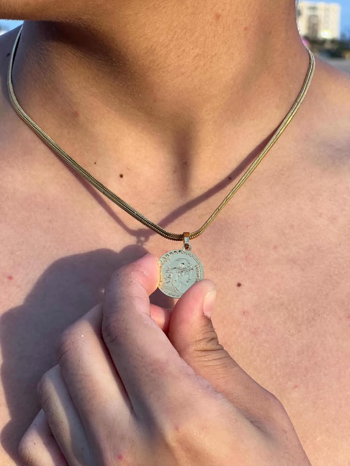 Collier pièce française avec bracelet assorti