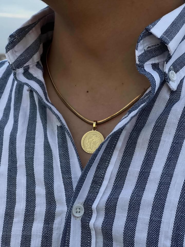 Collier pièce française avec bracelet assorti